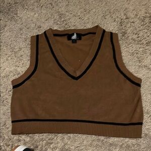 Brown V-Neck Crop Top